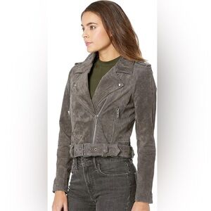 Blank suede leather moto jacket size small.